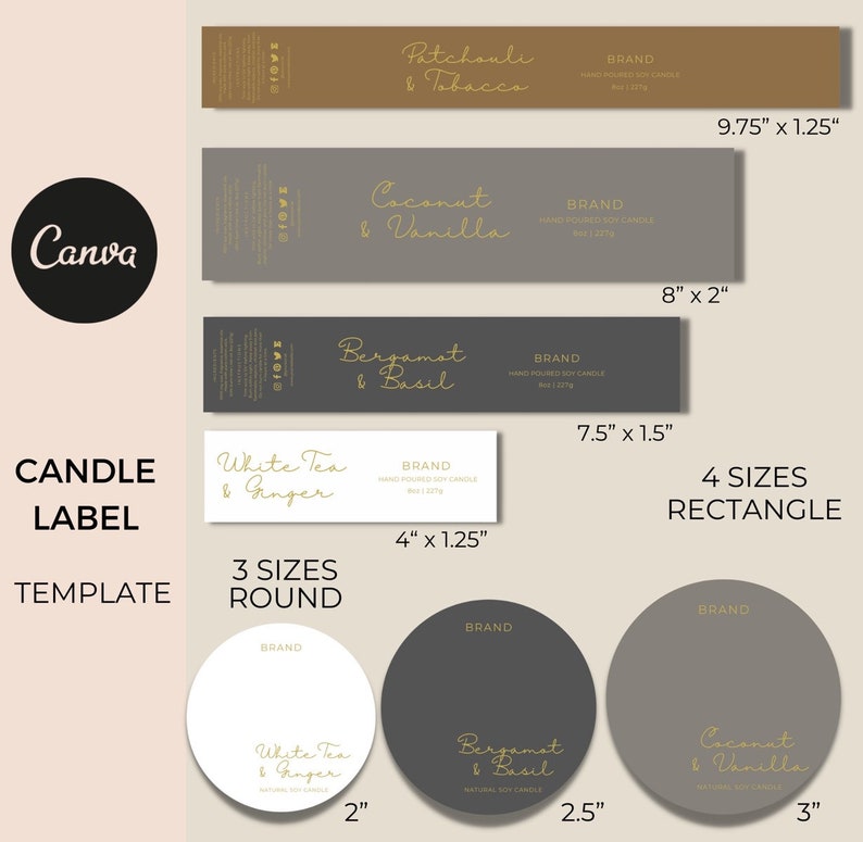Candle Tin Label Template Editable Modern Candle Labels Etsy