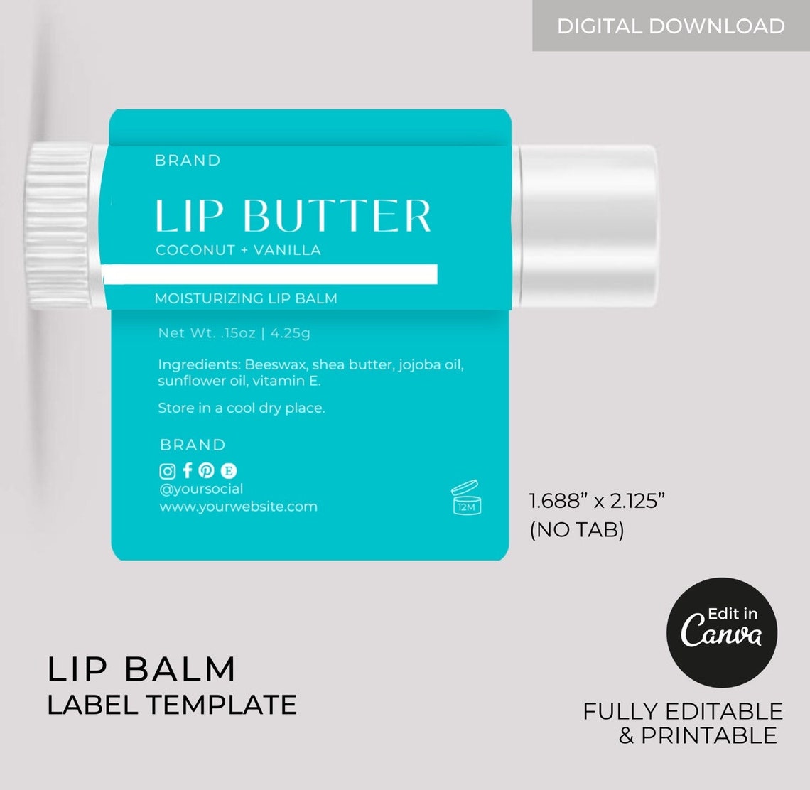 Editable Lipbalm Template Canva Lip Balm Label Template Etsy
