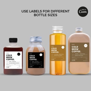 Editable Cold Brew Coffee Bottle Labels Template Canva, Drink Label ...