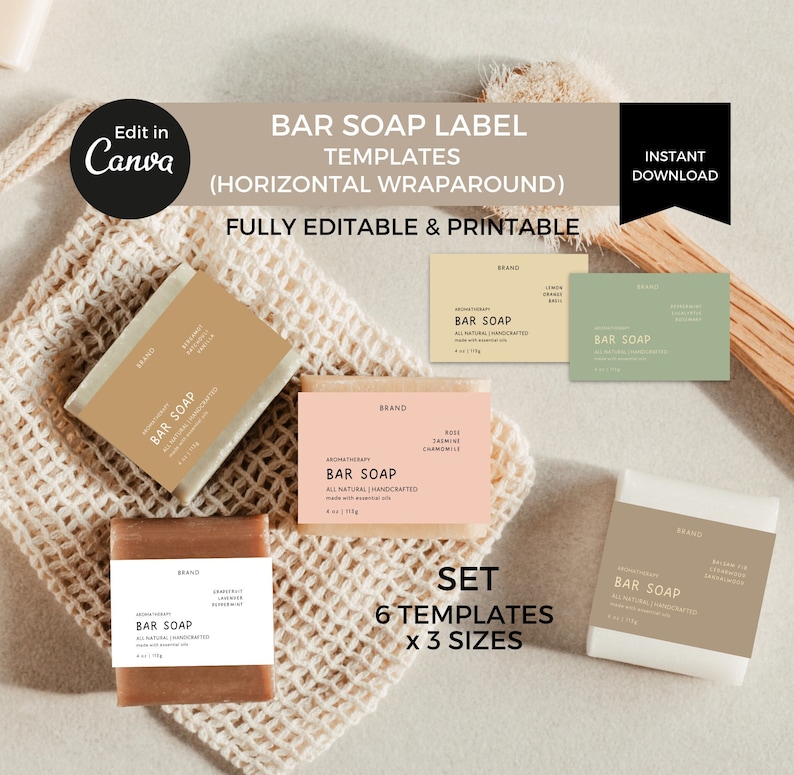 Editable Bar Soap Label Template Canva, Soap Labels Printable, Soap