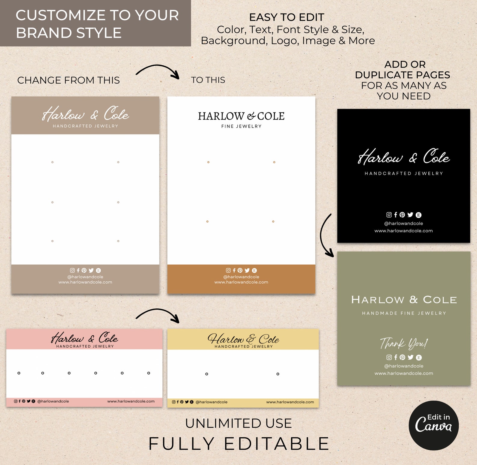 Earrings Display Cards Template Canva Editable, Printable Earrings ...