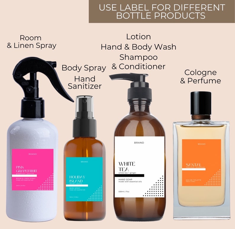 Editable Spray Bottle Labels Template Canva, Room Linen Body Spray
