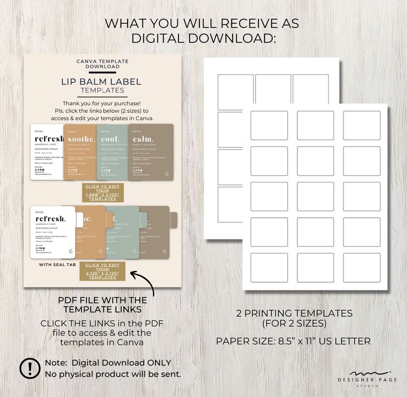 Editable Lip Balm Label Template Canva Printable Lipbalm Etsy