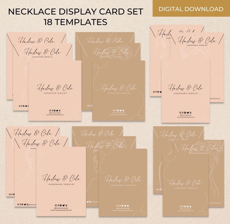 Editable Necklace Display Card Template Canva, Printable Necklace Tags, Jewelry Display Board ...