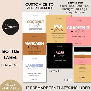Printable Hand Soap Bottle Labels Template Canva, Editable Hand Body ...