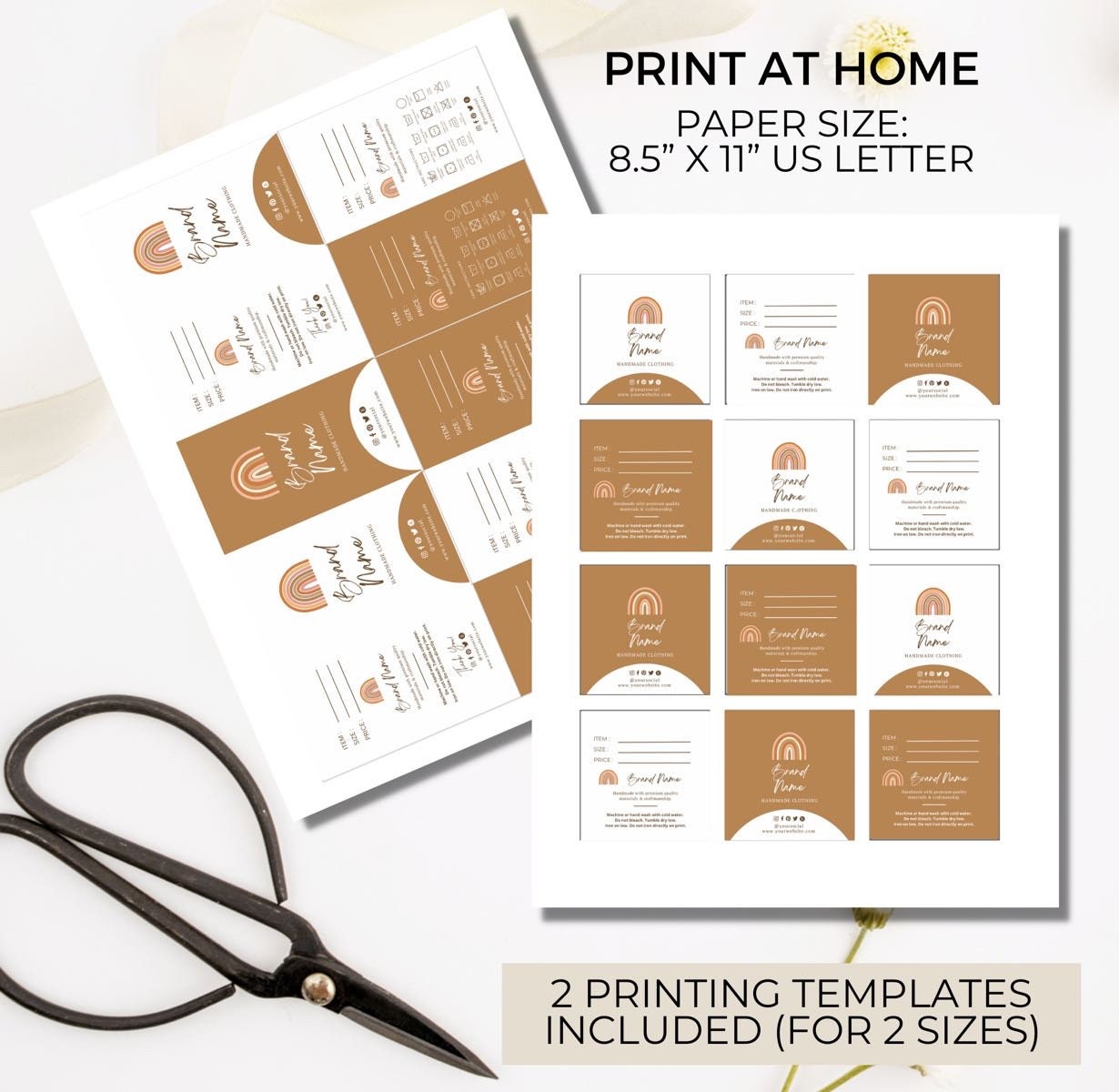 Printable Hangtags Template Canva Editable Clothing Care Etsy