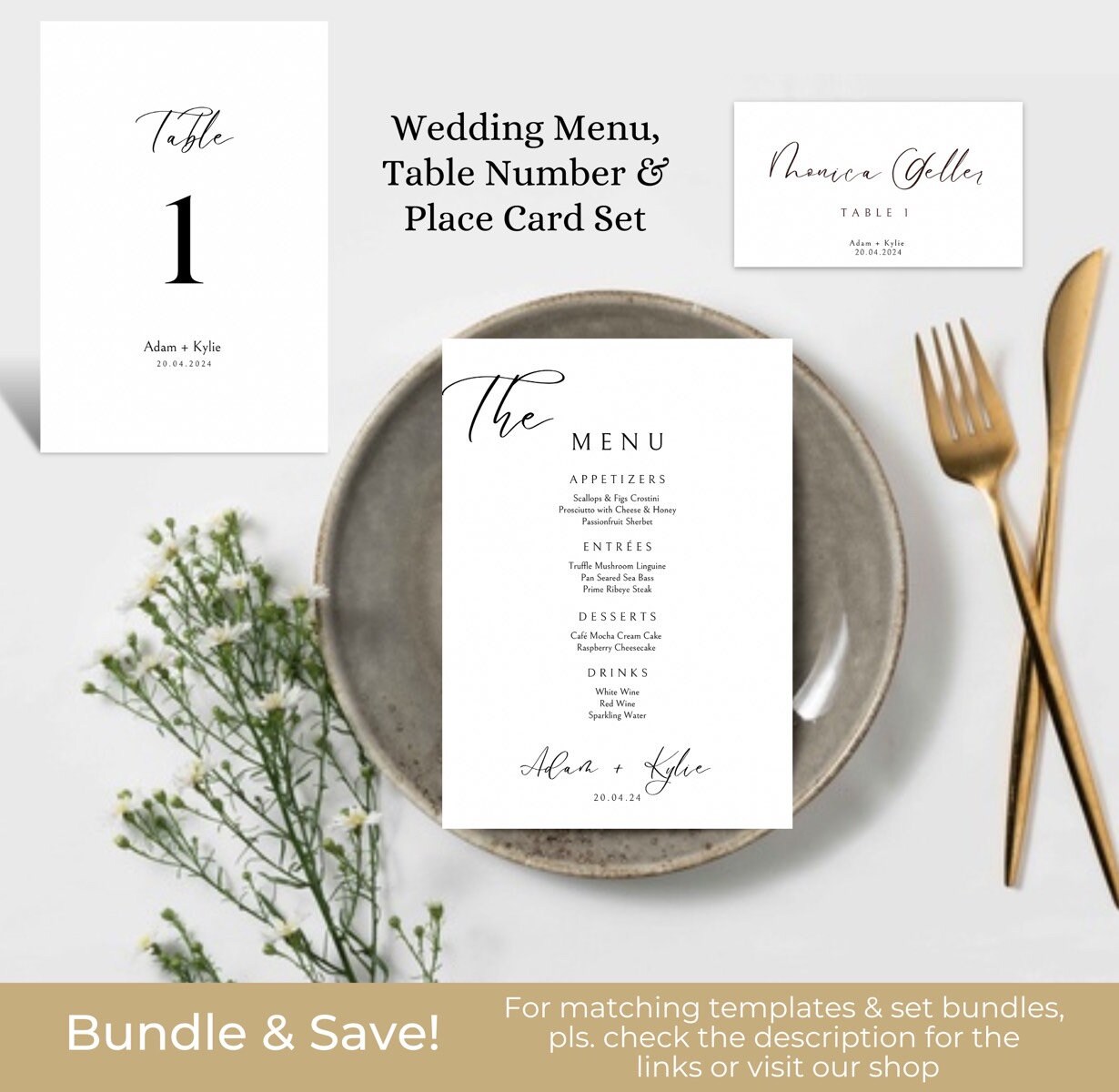 Editable Modern Wedding Program Card Template Canva Printable Wedding 