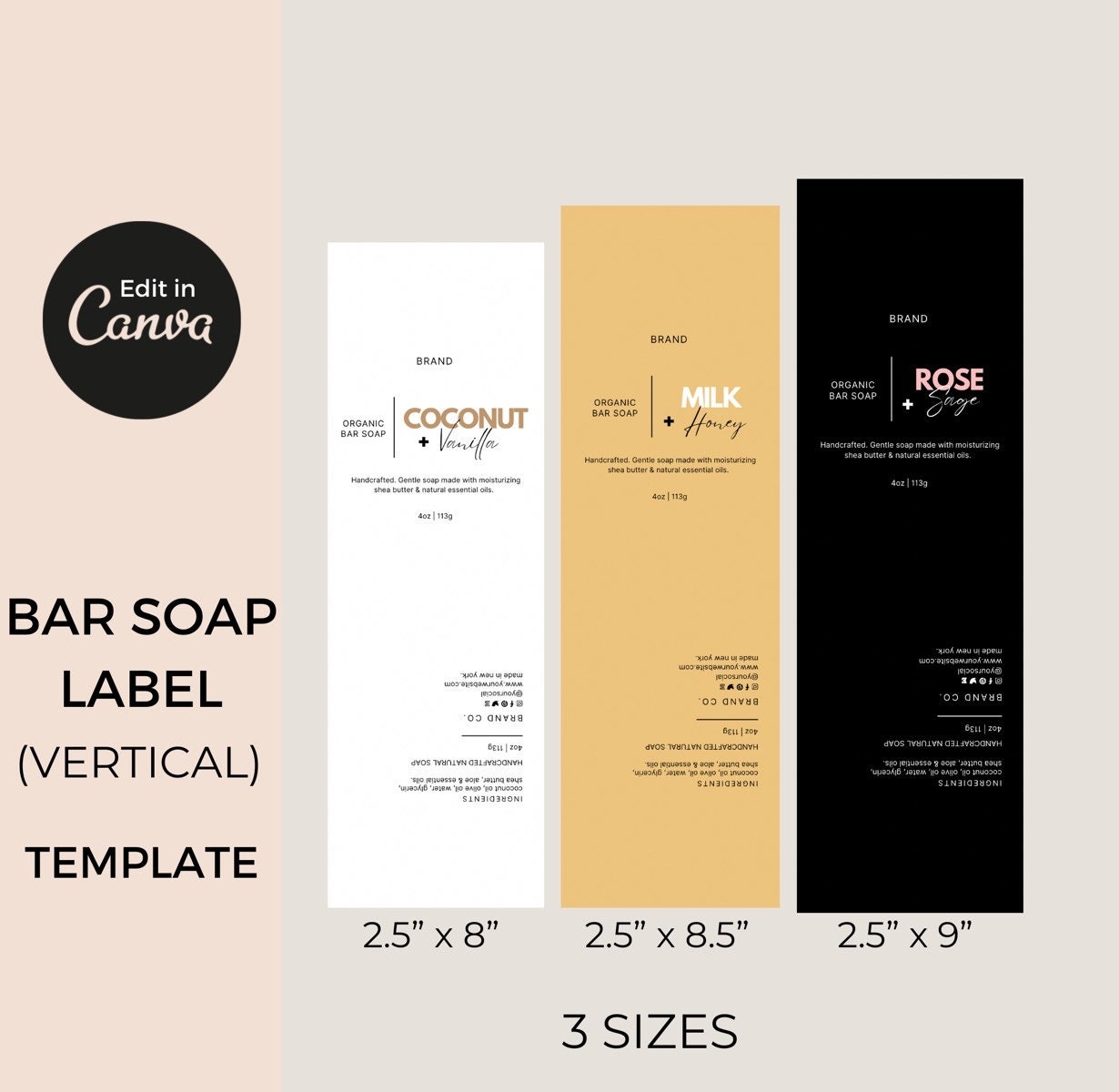 Modern Soap Label Template Editable, Bar Soap Labels Printable ...