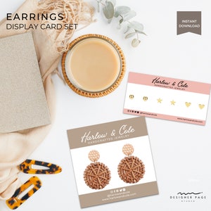 Earrings Display Cards Template Canva Editable, Printable Earrings ...