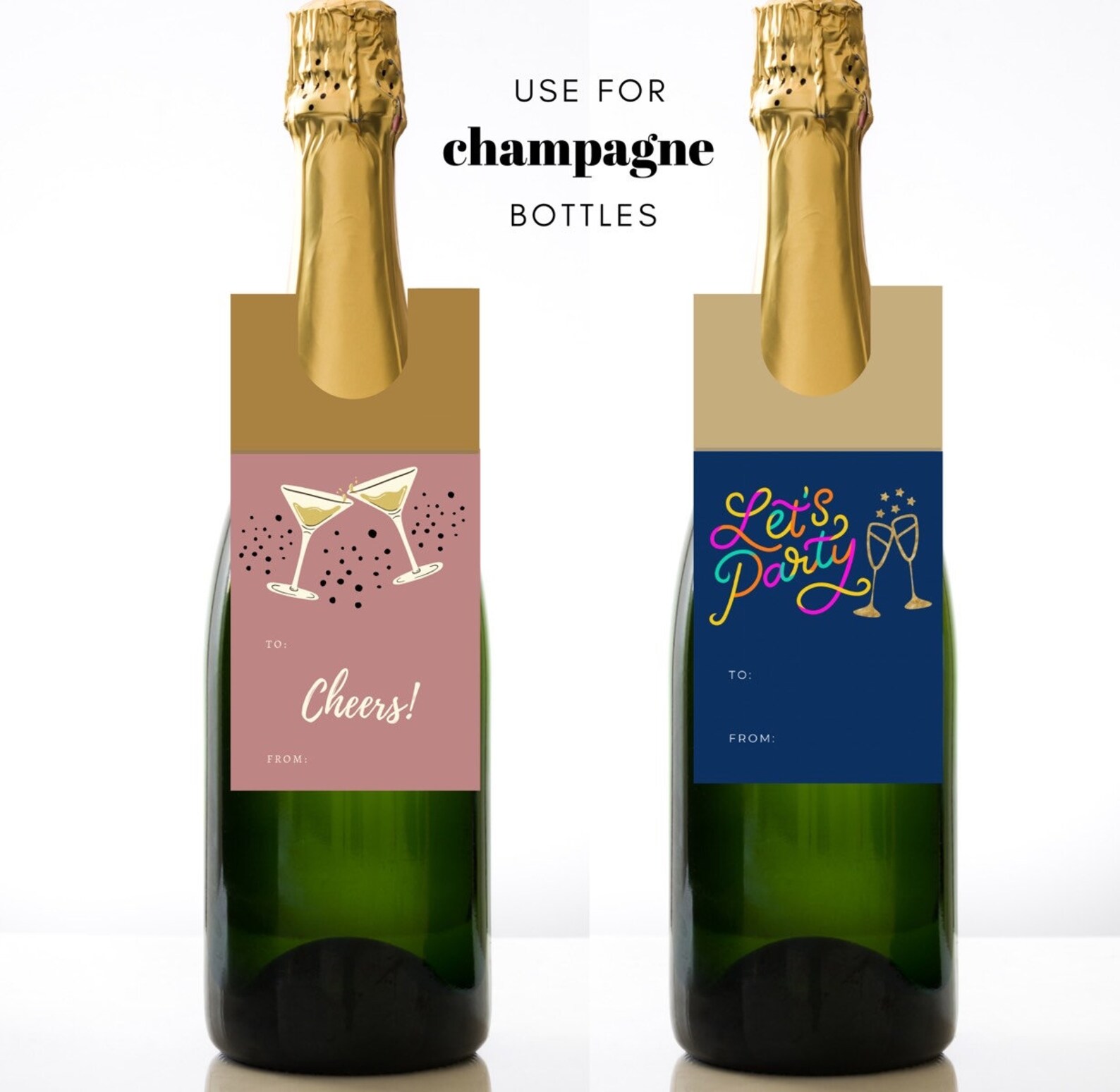 Editable Wine Bottle Hang Tags Canva Templates Set, Printable Champagne ...