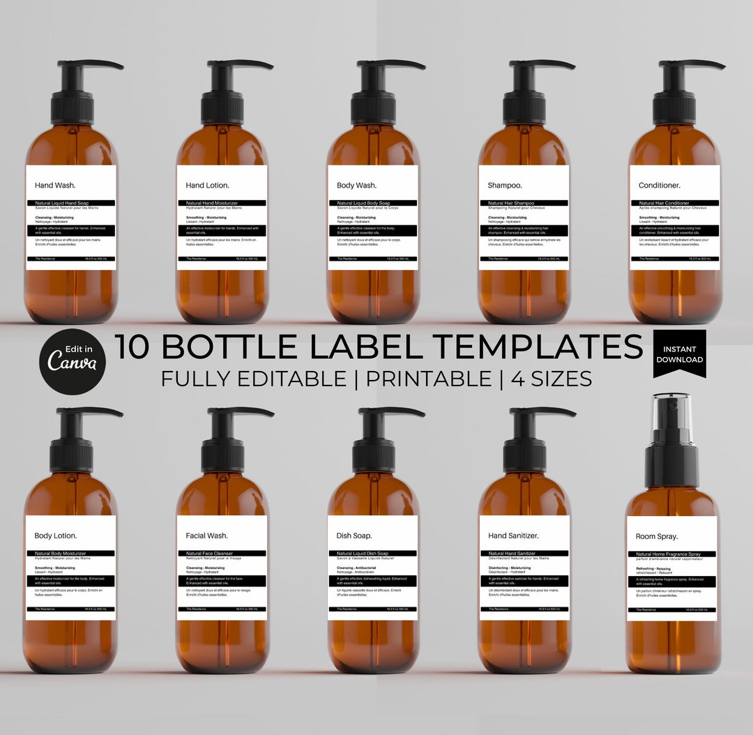 Minimalistic Hand Soap Bottle Label Template, Printable Label Stickers