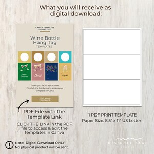 Editable Wine Bottle Hang Tags Template Set Canva, Printable Champagne ...