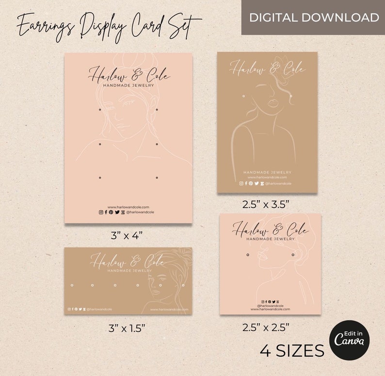 Editable Earrings Display Card Template Canva Printable - Etsy