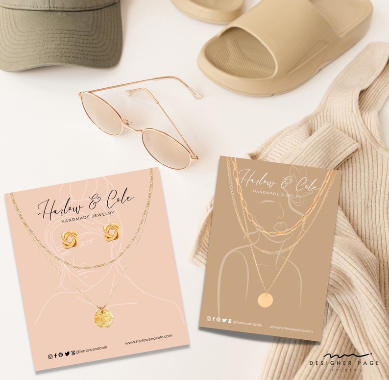 Editable Necklace Display Card Template Canva, Printable Necklace Tags, Jewelry Display Board ...