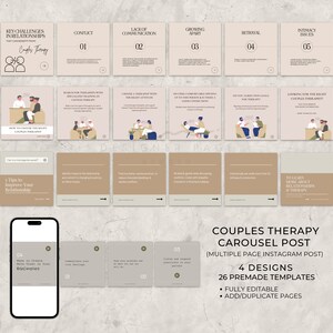 Couples Therapy Instagram Templates Editable Canva, Marriage Counseling ...