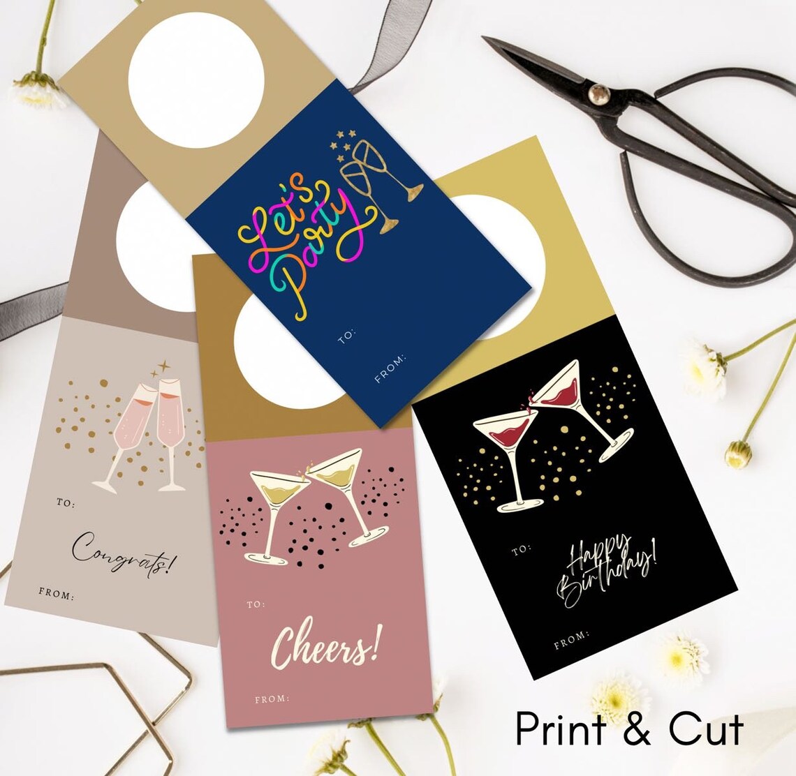Editable Wine Bottle Hang Tags Canva Templates Set, Printable Champagne ...