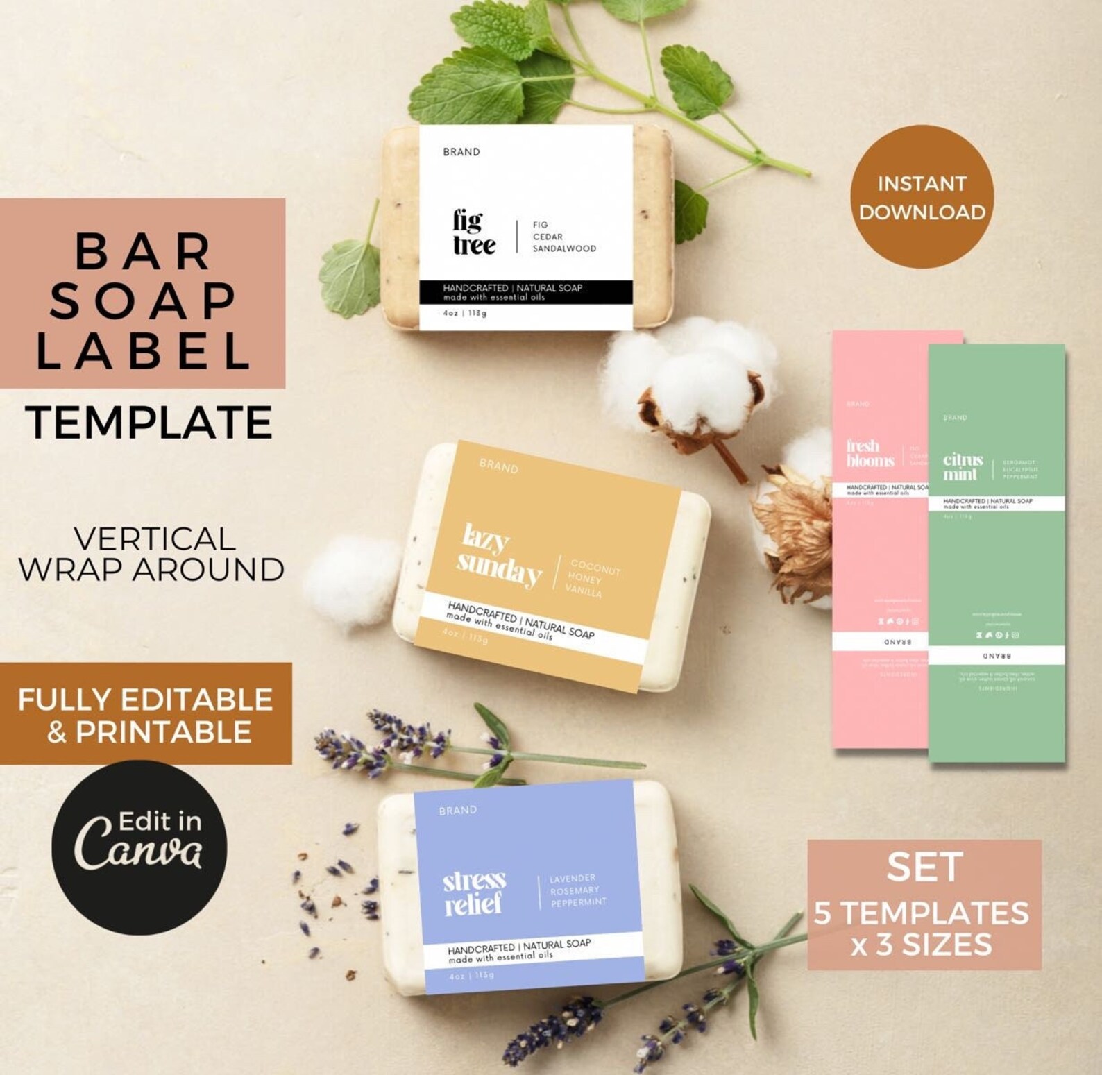 Modern Soap Label Template Editable Bar Soap Labels - Etsy