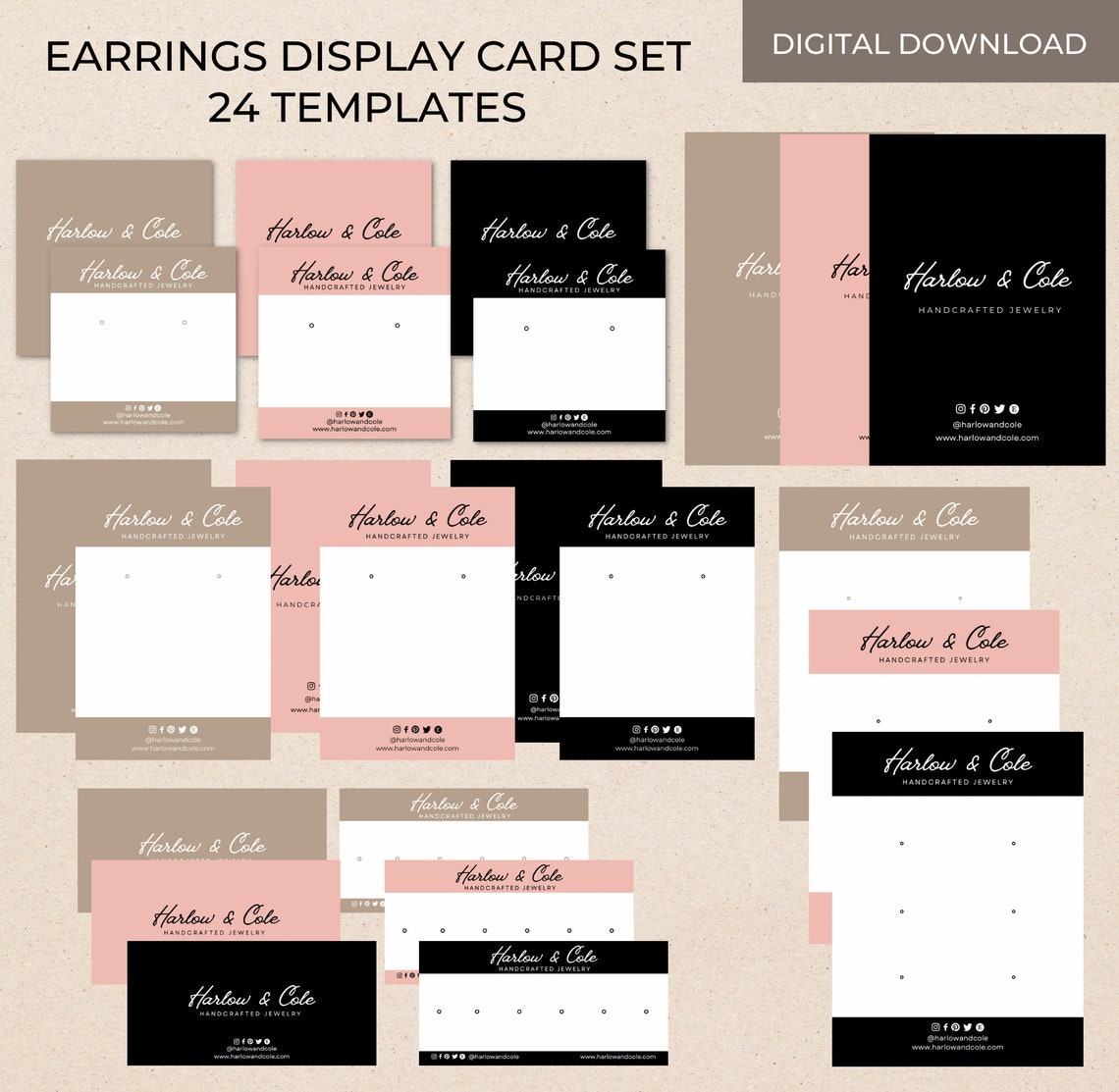 Earring Label Earrings Display Cards Template Canva Editable, Printable Earrings ...