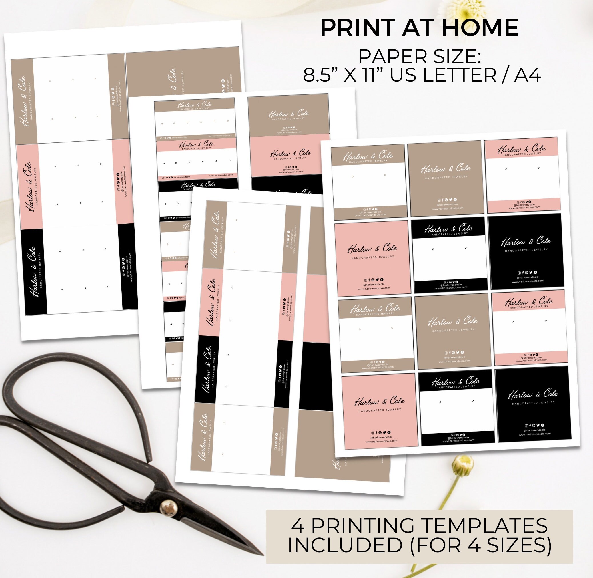 Earrings Display Cards Template Canva Editable, Printable Earrings ...
