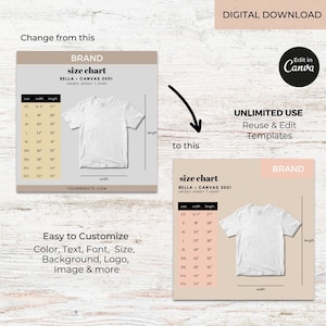 Tshirt Size Chart Template Editable Canva, Printable Shirt Size Chart ...
