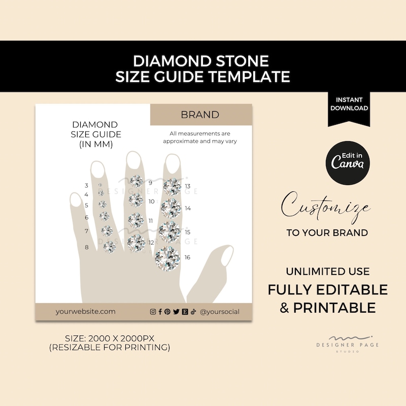 Ring Size Chart Mm Etsy