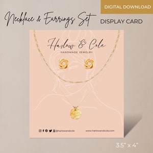 Editable Necklace Display Card Template Canva, Printable Necklace Tags, Jewelry Display Board ...
