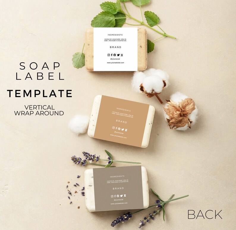 Modern Soap Label Template Editable, Bar Soap Labels Printable, Wrap ...