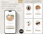 Follow Me On Tiktok Template Canva, Editable Tiktok Video Templates, Instagram Story Reels, Custom Social Media Post, Modern Neutral Colors