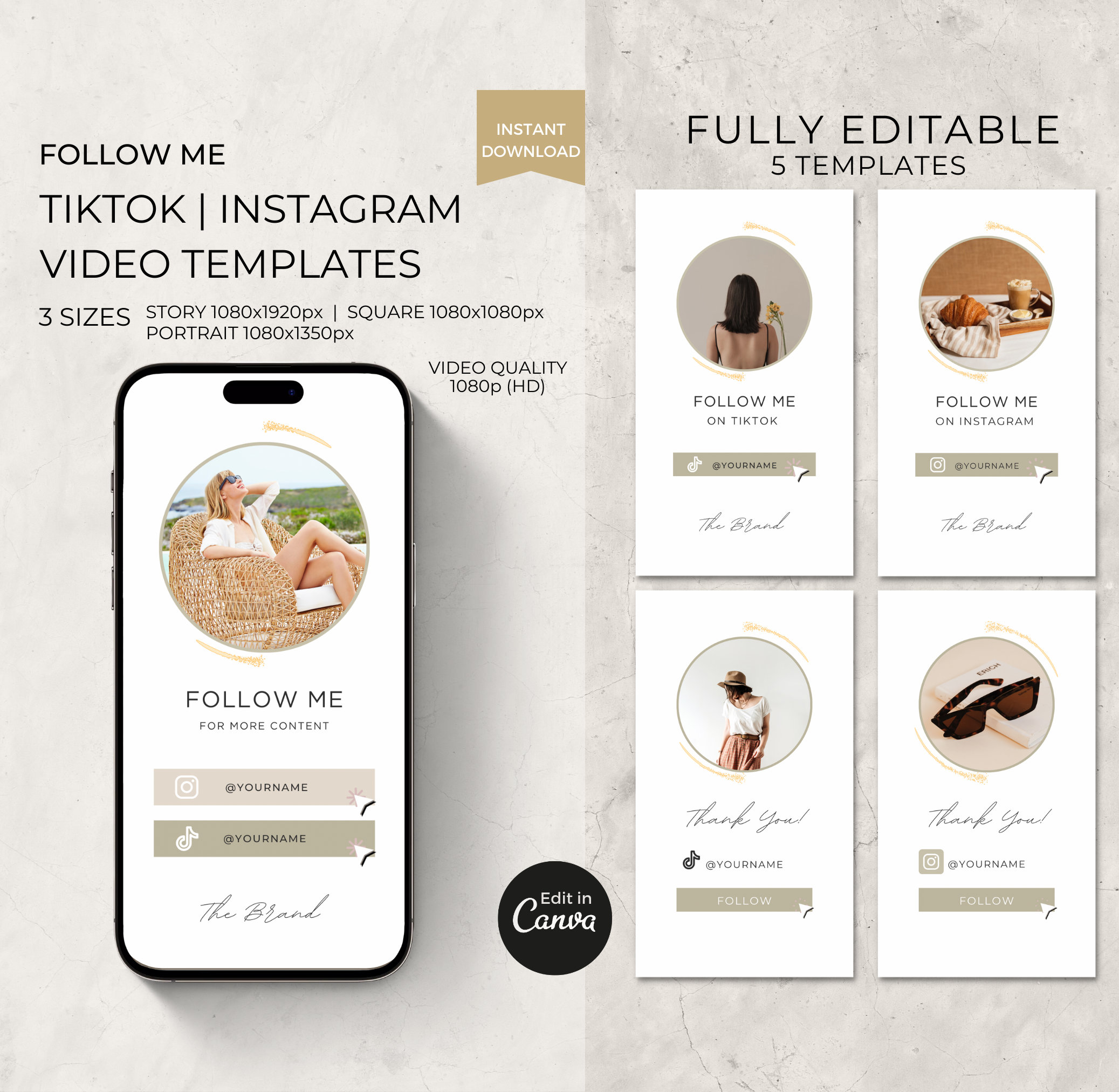 Follow Me on Tiktok Template Canva Editable Tiktok Video Templates