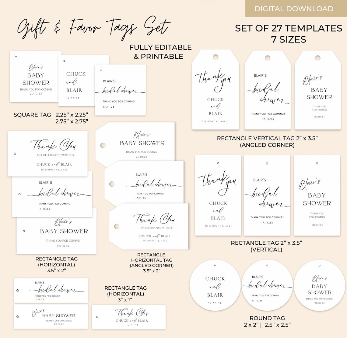 Editable Wedding Favor Tags Template Canva Printable Gift Tags Set Editable Wedding Favor Tags Template Canva Printable Gift Tags Set