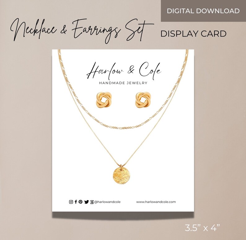 Necklace Display Card Template Set, Printable Necklace Cards Logo ...