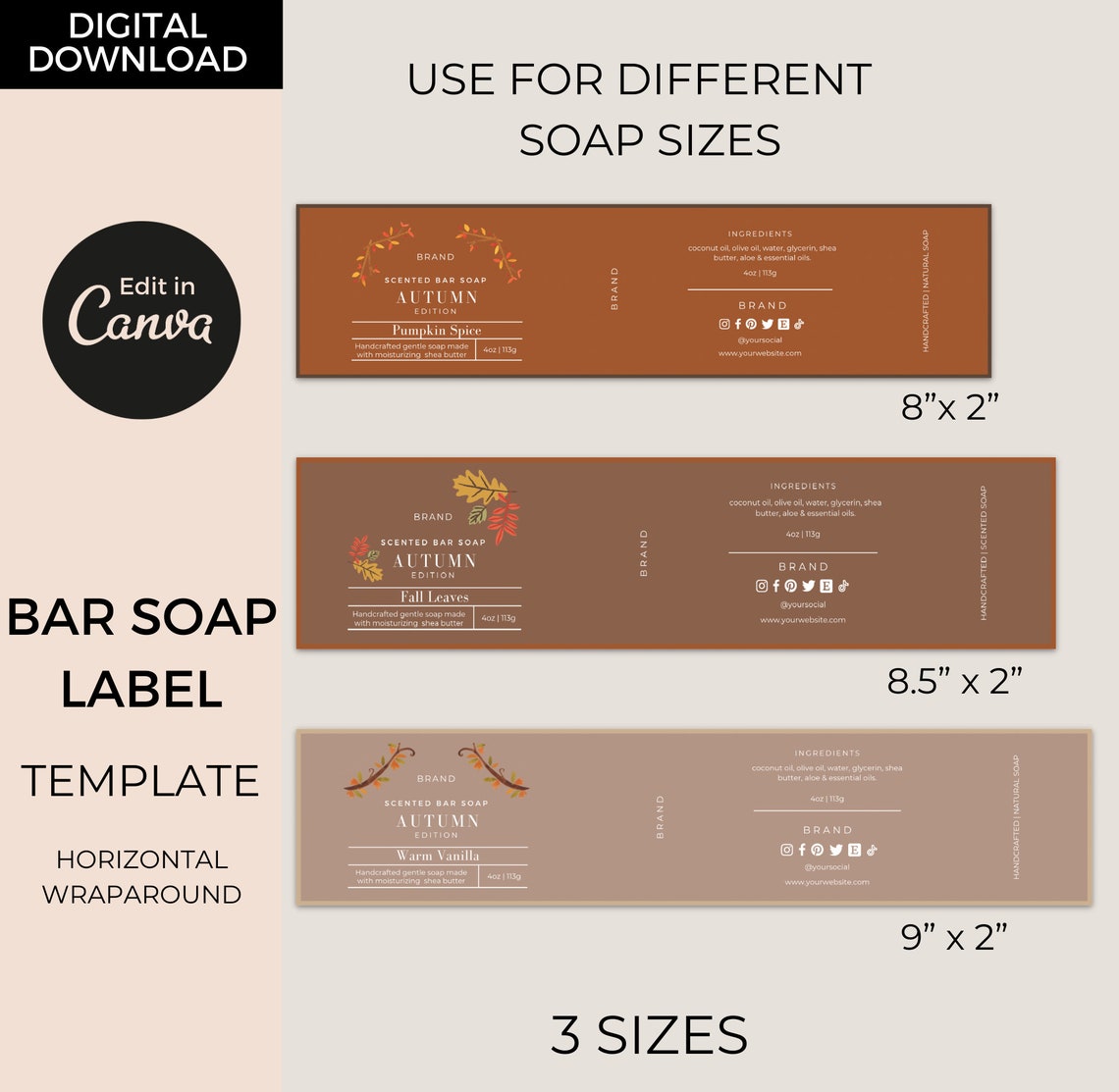 Editable Bar Soap Labels Template Canva Soap Labels - Etsy