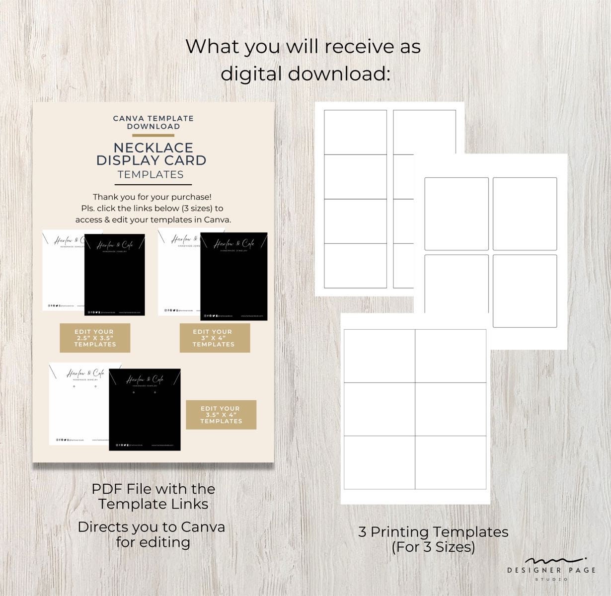 Printable Necklace Card Templates [Bundle of 5 Editable Canva Templates]