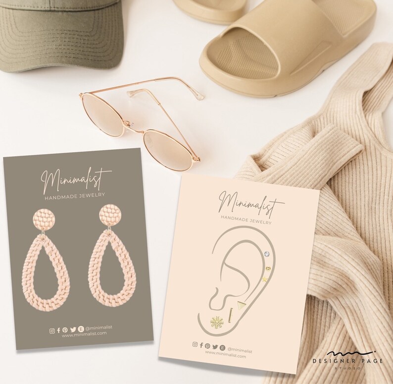 Editable Earrings Display Card Template Canva, Printable Earrings Label ...