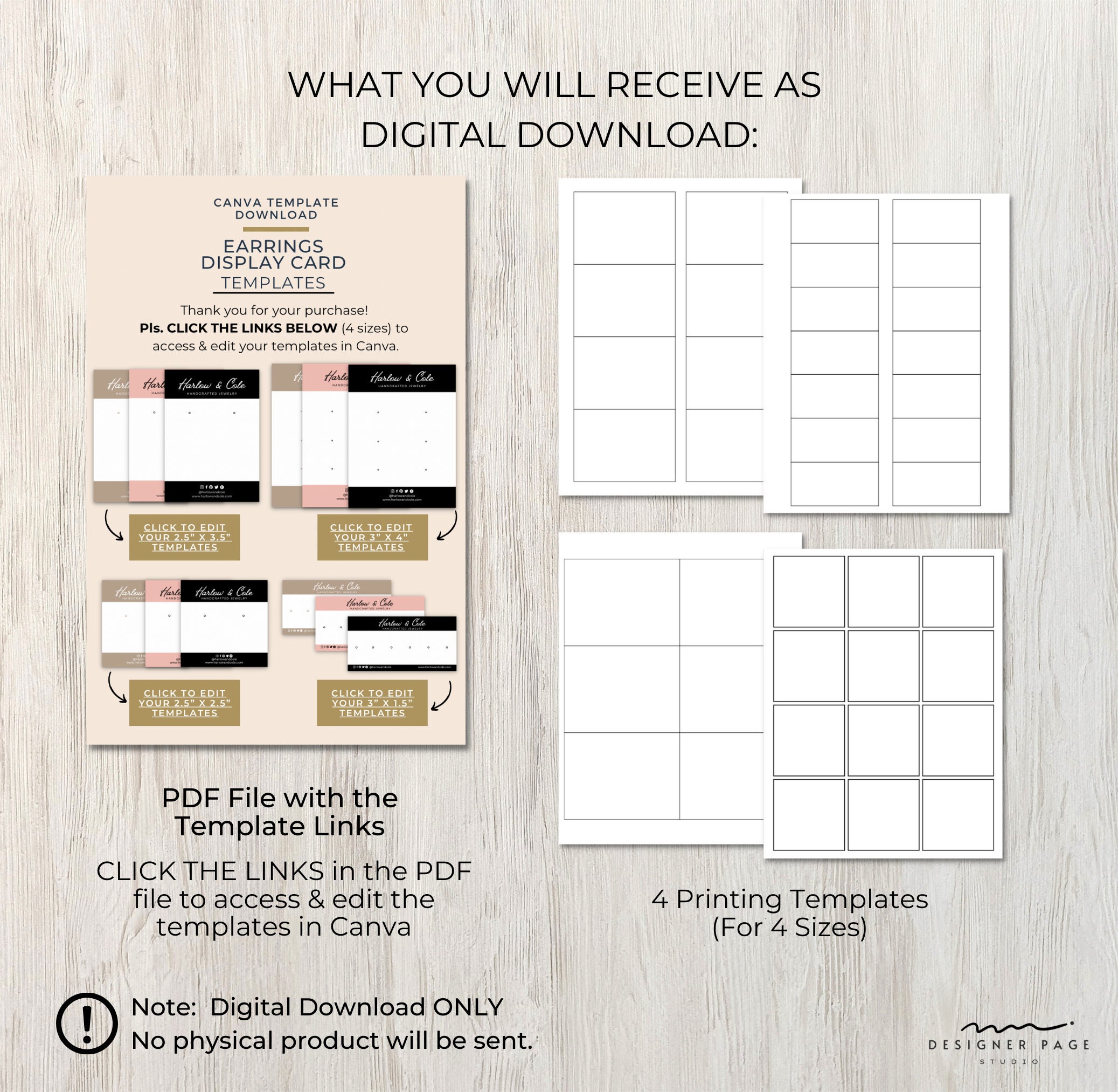 Earrings Display Cards Template Canva Editable, Printable Earrings ...