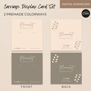 Editable Earrings Display Card Template Canva, Printable Earrings Label ...
