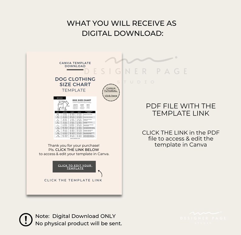 Editable Dog Clothes Size Chart Template Canva, Printable Dog Clothing