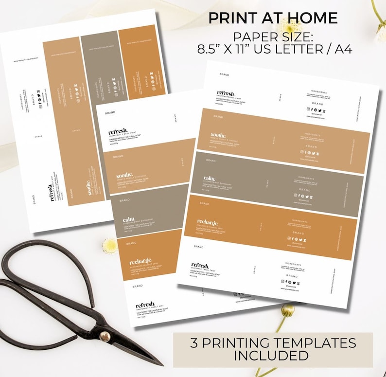 Bar Soap Label Template Canva Editable, Soap Labels Printable, Wrap
