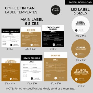 Editable Coffee Tin Can Labels Template Canva, Custom Coffee Labels ...