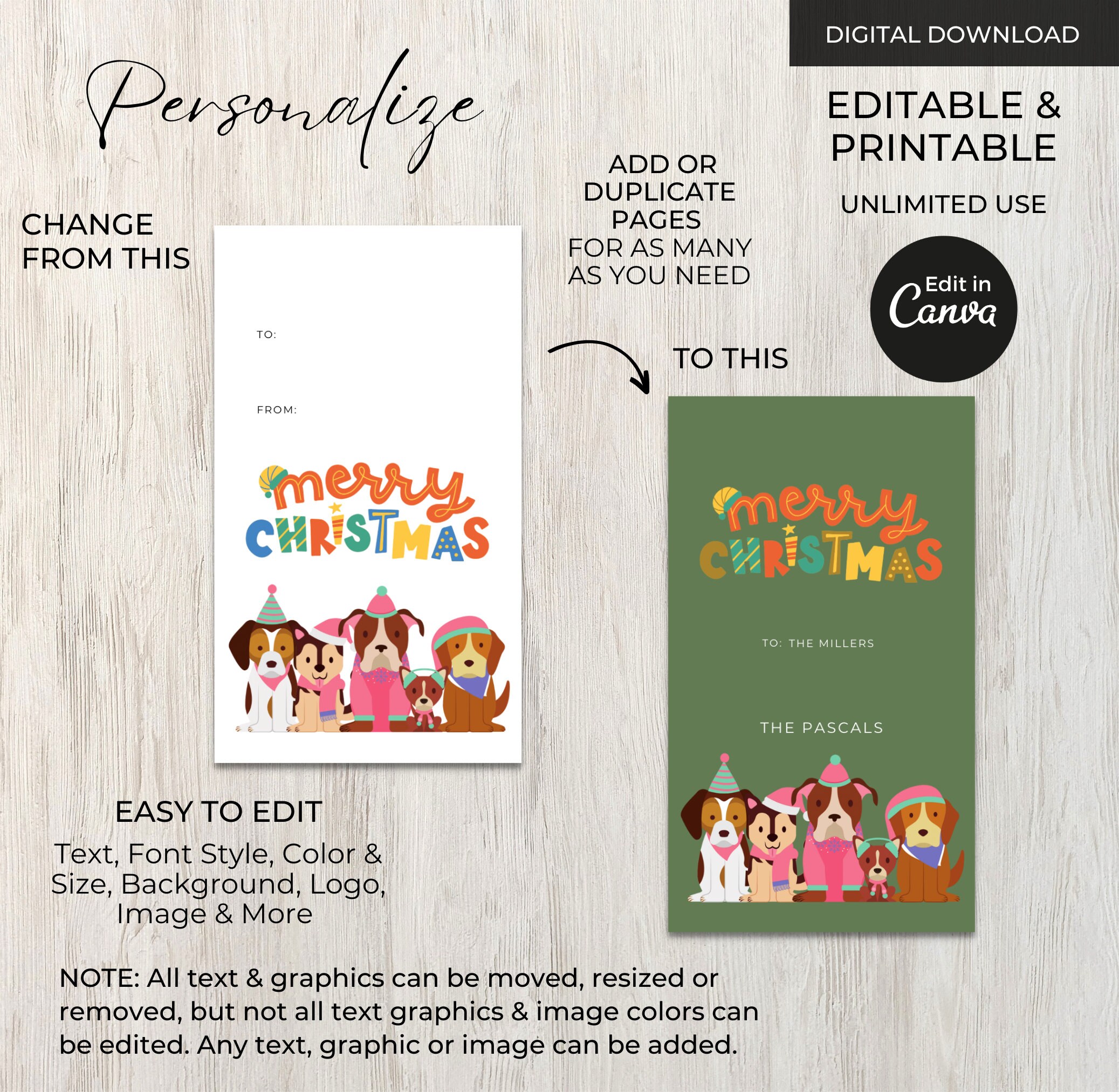 Christmas Gift Tags Template Editable Printable Holiday Gift - Etsy