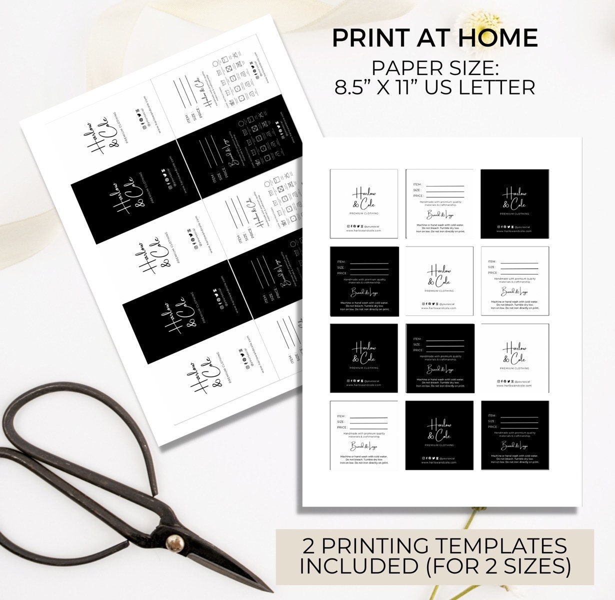 Editable Hangtags Template Canva Printable Clothing Care Etsy