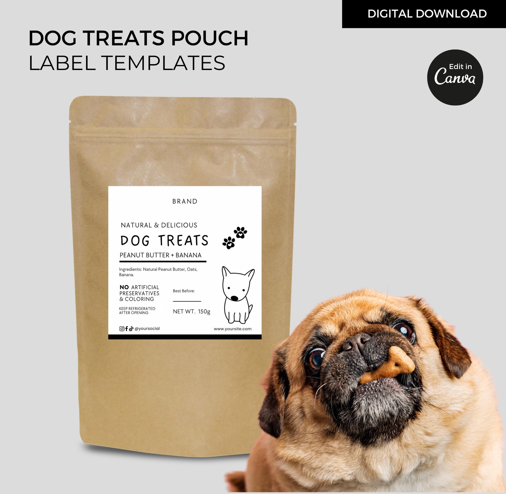 Editable Dog Treats Labels Template Canva, Dog Food Label Stickers ...