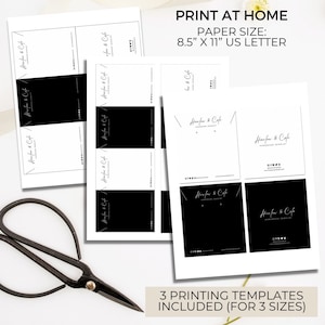 Peut inclure: Mod&egrave;le imprimable pour l'emballage de bijoux. Trois tailles de cartes noires et blanches avec le texte "Harlow & Co. Bijoux faits main" et un graphique d'un collier. Le texte "IMPRIMER &Agrave; LA MAISON" et "FORMAT DU PAPIER : 8,5" x 11" LETTRE US" est en haut de la page. Le texte "3 MOD&Egrave;LES D'IMPRESSION INCLUS (POUR 3 TAILLES)" est en bas de la page.