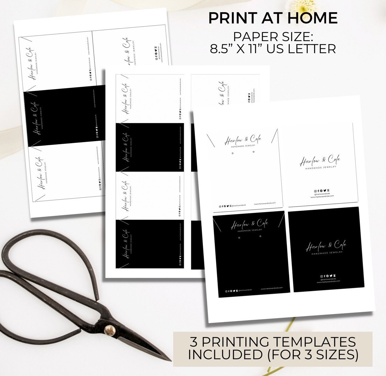 Necklace Display Card Template Set, Printable Necklace Cards Logo Template, Jewelry Display ...