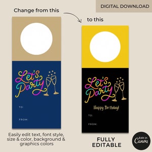 Editable Wine Bottle Hang Tags Canva Templates Set, Printable Champagne ...