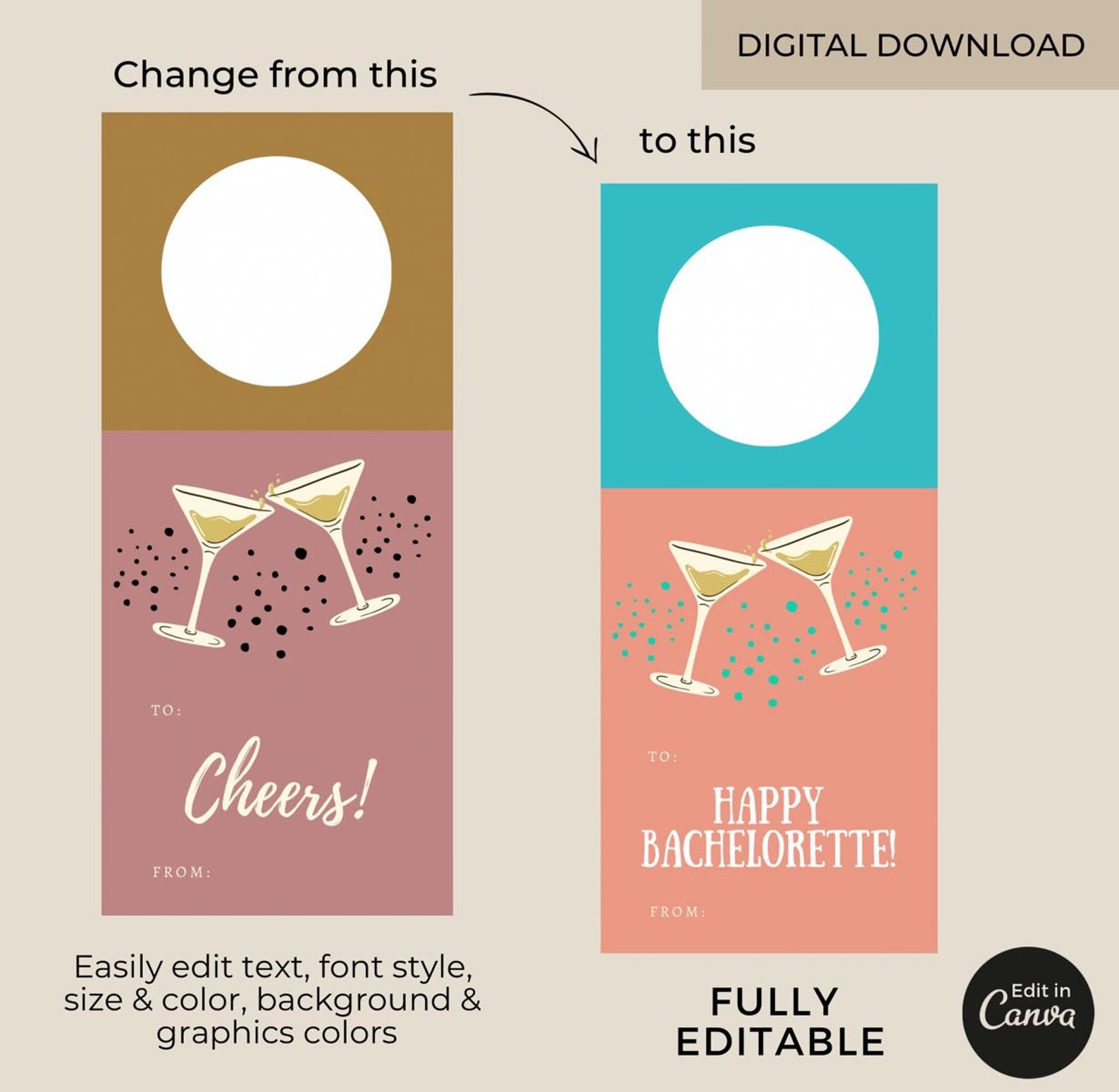 Editable Wine Bottle Hang Tags Canva Templates Set, Printable Champagne ...
