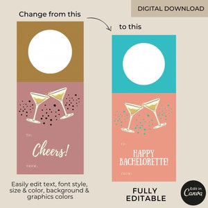 Editable Wine Bottle Hang Tags Canva Templates Set, Printable Champagne ...