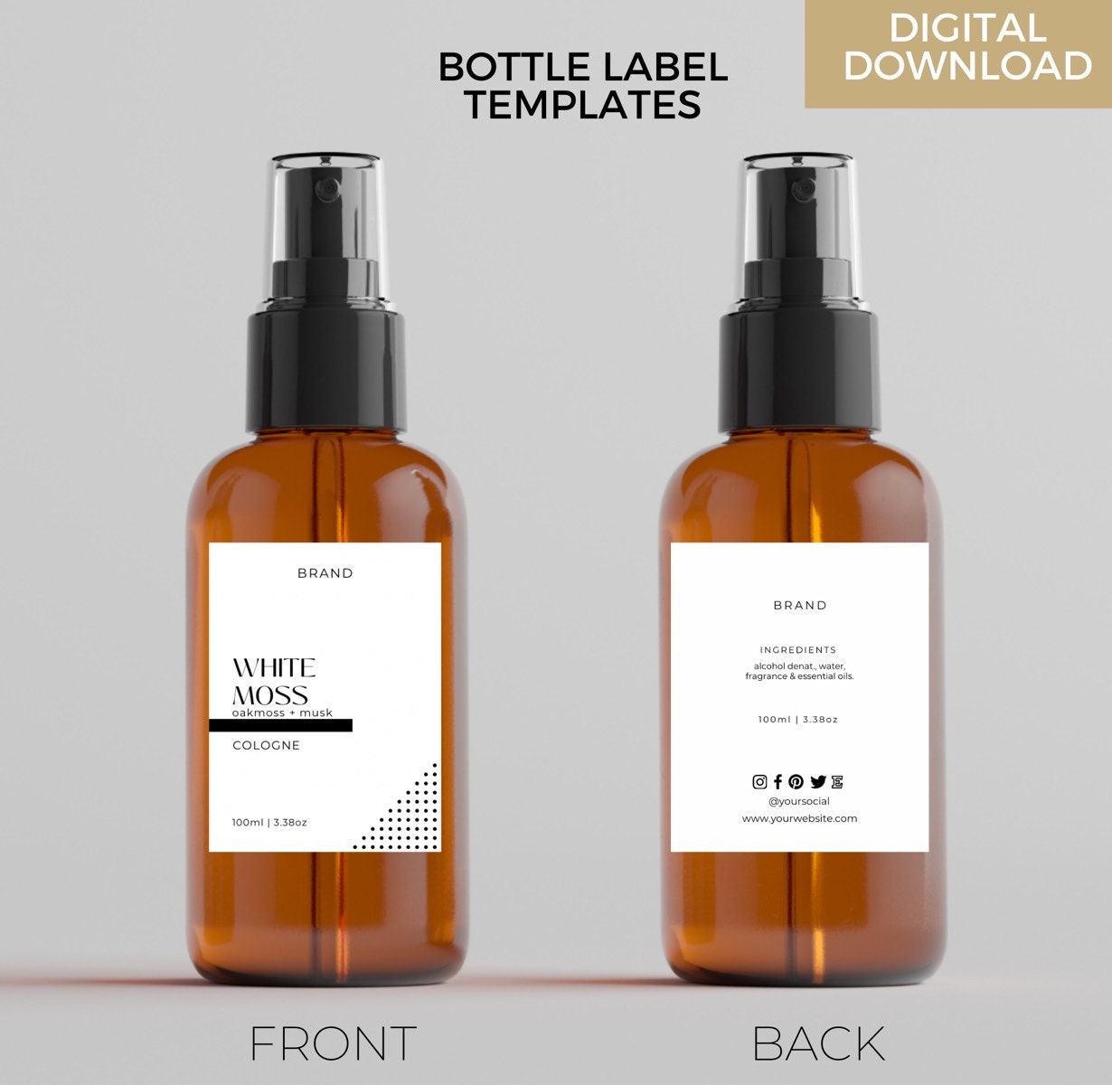 Editable Spray Bottle Labels Template Canva Room Linen Body Spray 