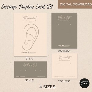 Editable Earrings Display Card Template Canva, Printable Earrings Label ...