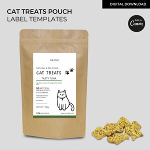 Cat Labels Paper Editable Cat Treats Labels Template Canva, Cat Food Label Stickers ...